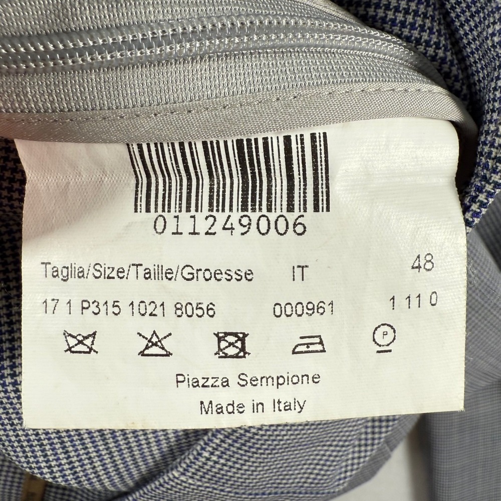 Piazza Sempione Audrey Trousers Womens IT 48 Blue Gray Houndstooth Wool Classic - Picture 9 of 11